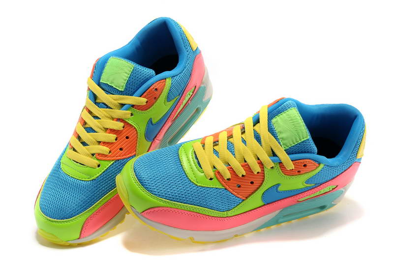 Nike Air Max 90 Mens arc Chaussures Bleu Vert Rose (1)